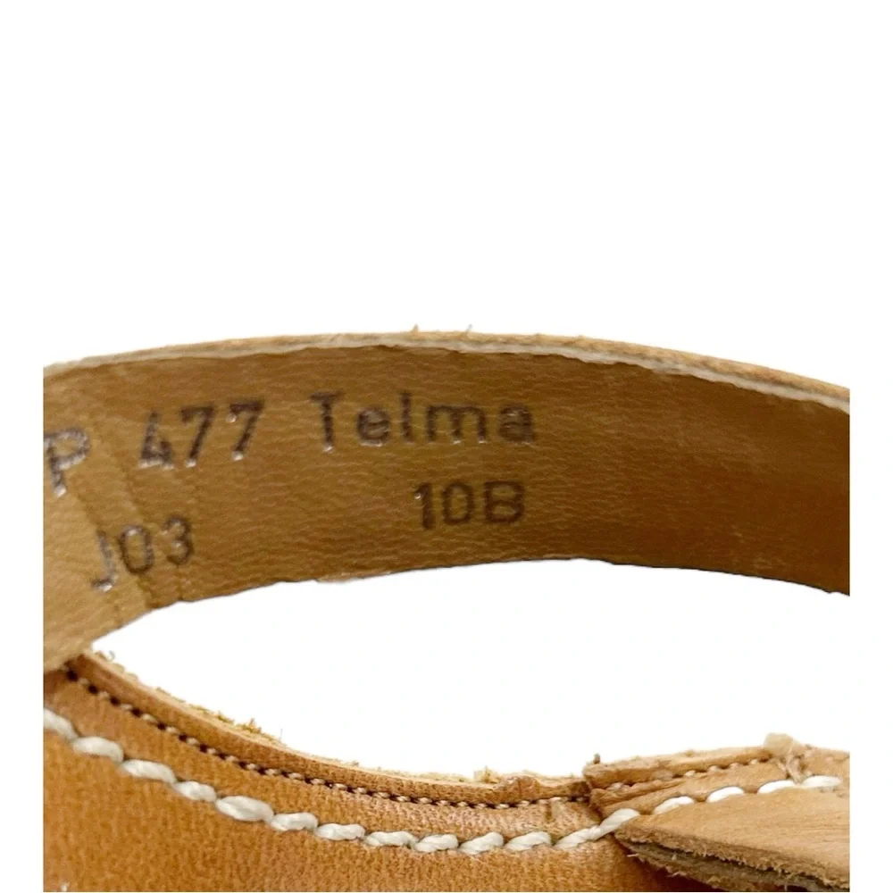Coach Light Brown Calf Leather Telma Butterfly Adjustable Strap Wedge Sandals,10